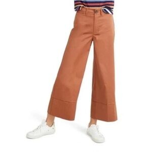 Madewell Langford Crop Wide Leg Pants In Bison 31 Rust
